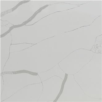 White Calacatta Grey Veining Marble-Look Quartz Slabs