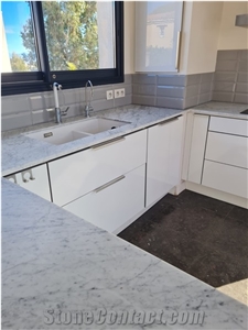 Bianco Carrara Marble Kitchen Countertops