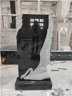 Black Granite Engraved Headstone Custom Design