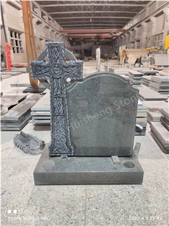 G633 Grey  Granite  Cross Engraved Headstone