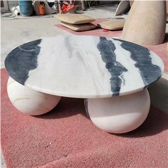 Customized Panda White Marble Round Table