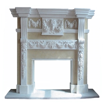 Factory Customized White Stone Marble Fireplace