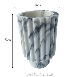 Carrara White Marble Vase Home Decorative Vase