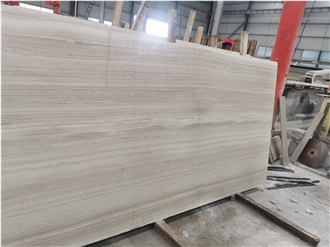 White Wood Grain Marble Big Slabs Tiles