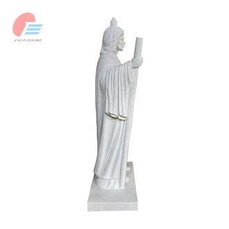 EMA-033 White Marble Sacred Heart Of Jesus Statue Tombstone