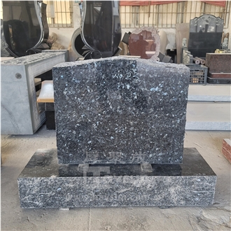 Blue Pearl Granite Serp Top Upright Grave Marker For USA