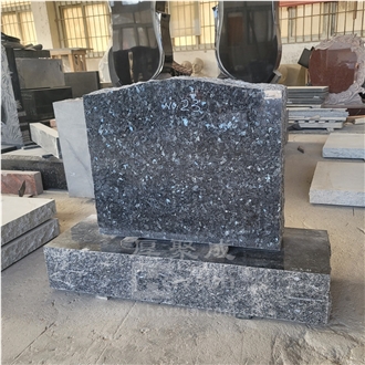 Blue Pearl Granite Serp Top Upright Grave Marker For USA
