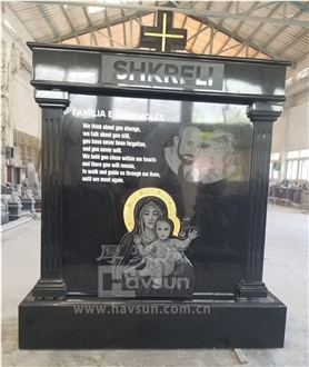 Indian Black Granite Carved Jesus Cross Monument