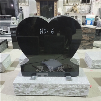 Indian Black Granite Single Heart Shaped Headstone