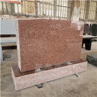 Indian Mahogany Granite P2 Serp Top Red Upright Headstone