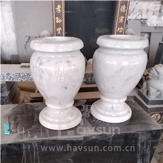 Italy Bianco Carrara White Marble Monumental Vase