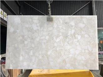 White Agate Jellyfish Slab Semiprecious Stone Tiles