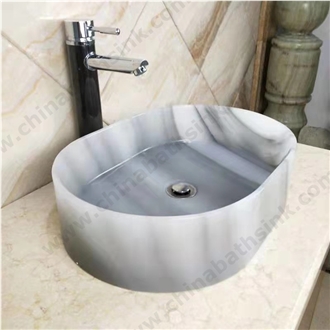 Cloudy White Marble Bathroom Sink