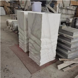 Italian Carrara White Marble Free Standing Washbasin