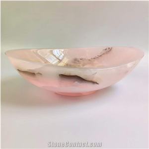 Nature Stone Pink Onyx Oval Vessel Sinks