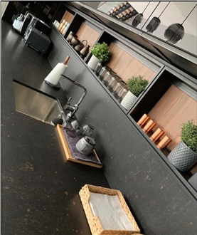 Stone Italiana Kart Black Quartz Kitchen Countertop