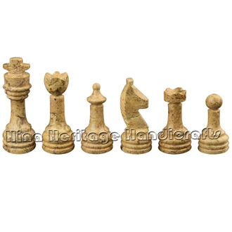 Black & Coral Marble Chess Set Stone Handicrafts