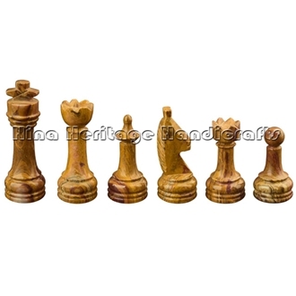 Botticino & Red Onyx Chess Set Stone Inlay Crafts