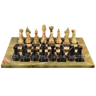 Green Onyx & Jet Black Marble Chess Set Stone Gifts