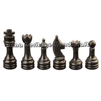 Jet Black And White Marble Chess Set Stone Inlay Crafts