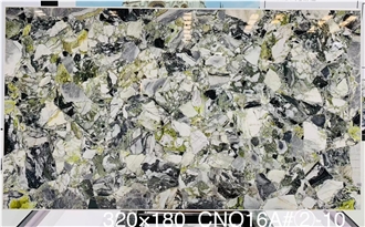 China Ice Green Marble Slabs Abstract Ink White Beauty Stone