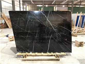 Oriental Black Marble Slabs China Black With Vein Stone Tile