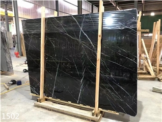 Oriental Black Marble Slabs China Black With Vein Stone Tile