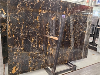 Polished Natural Chinese Gold Veins Black Marble Slabs
