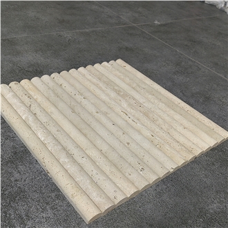 Beige Travertine 3D Fluted Mosaic Tiles For Wall Tile
