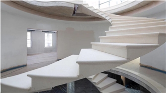 Blanco Nacarado Limestone Spiral Staircase Project