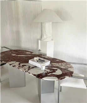Italy Viola Breccia Capraia Marble Table Tops