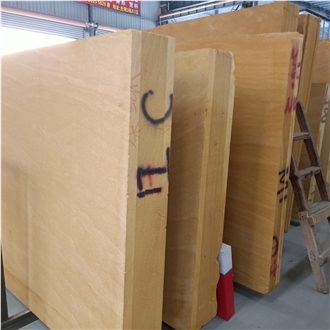 30Mm Thick Gold Sandstone Slab For Wall Cladding  Slabs