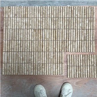 Travertine 3D Flute Mosaic Wall Tile Mosaic Tiles