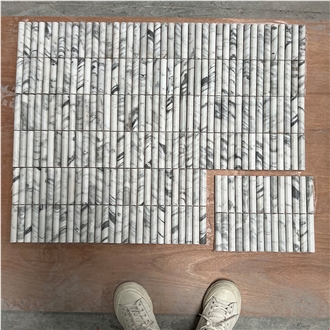 White Marble Polishing Linear Kitchen Backsplash Tile  Mosaic Tiles