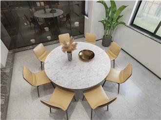 Marble Panda White Round Dinig Table For Restaurant