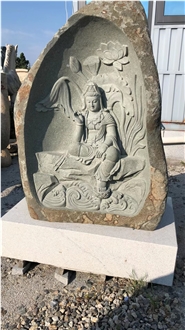 Religious Stone Bhuda Basalt Guanyin Avalokitesvara Statue