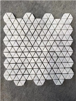Tumbled Triangle Marble Carrara Created Hexagon Mosaic Tiles