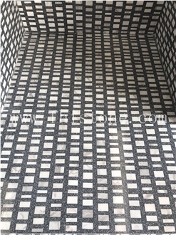 Black White Square  Geometric Customized  Authentic Terrazzo