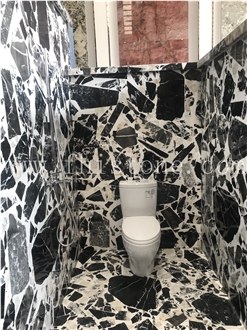 Large Aggregate Black Customized Bathroom  Terrazzo Slabs