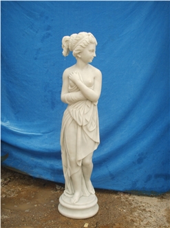 Garden Lady Sculpture Natural Women White Marble