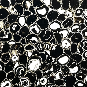 Bazil Black Small Black Backlit Agate Tile, Gem Stone Slabs