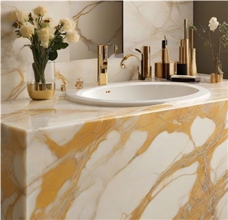 Giallo Siena Marble Bathroom Countertop