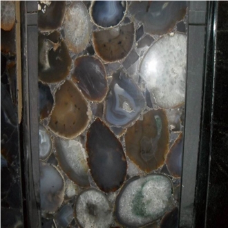 Brown Agate Round Surface Semiprecious Stone Slabs