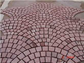 Red Porphyry Cubes For Paving