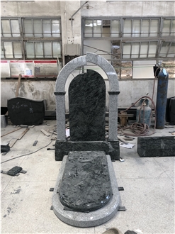 Bahama Blue Granite Tombstone Custom Design