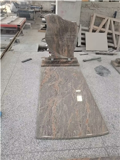 Juparana-Colombo Granite Engraved Tombstone
