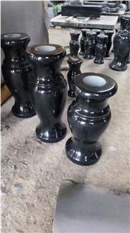 China Black Granite Memorial Vases For Tombstones
