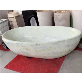 Customized Lilac White  Marble  Freestanding Bathtub