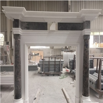 Factory Customized White Stone Marble Fireplace