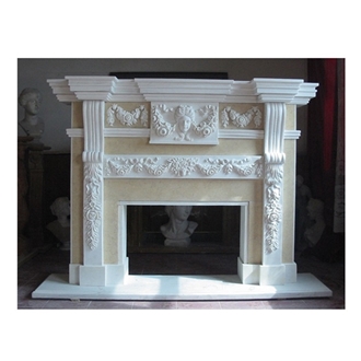 Hand Carved Decorative Natural White Marble Fireplace